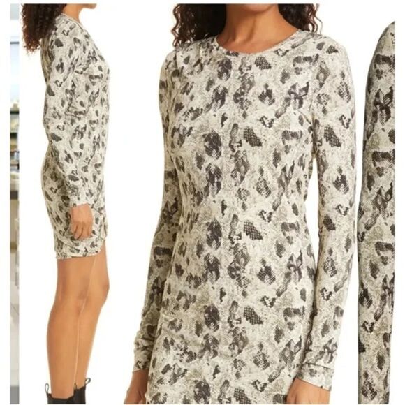 Revolve NWT Rag & Bone Tan Snakeskin Poppy Draped Mini Dress Size XS - Picture 3 of 6